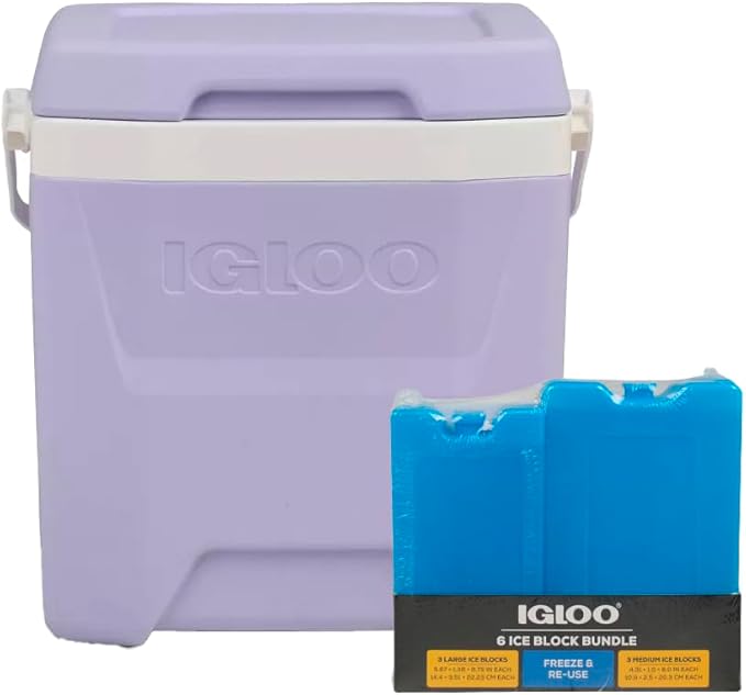 Igloos Cooler Hard-Sided Ice Chest, Insulated Portable Cooler, Heavy-Duty, Leak-Resistant Lid, Lightweight Ergonomic Handle