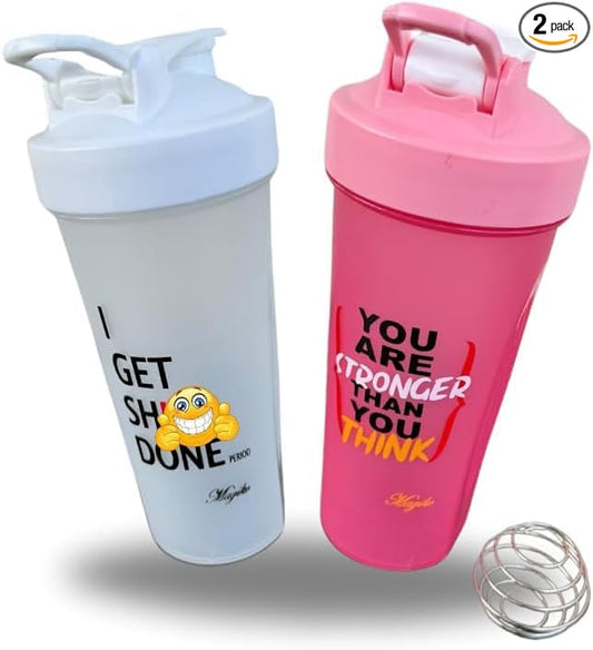 Blender Shaker Bottles for Protein, 28oz Portable Leakproof Pre-Workout Nutrition Water Bottle, BPA-Free Gym Protein Shaker for Sports & Outdoor Motivational Protein Shaker (Pink/Silver)