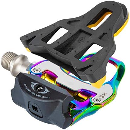 Bike Pedals Road Bike Pedals Ultralight Pedals Compatible with Shimano SPD-SL + Cleat Set + Cleat Covers, 3 in 1