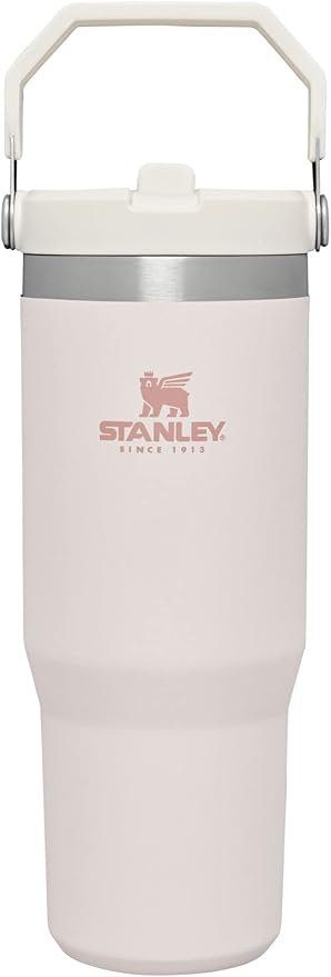 Stanley IceFlow Stainless Steel Tumbler with Straw - Vacuum Insulated Water Bottle for Home, Office or Car Reusable Cup with Straw Leak Resistant Flip Cold for 12 Hrs or Iced for 2 Days (Rose Quartz)