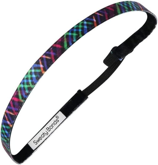 Sweaty Bands Womens Girls Headband - Non-Slip Velvet-Lined Fitness Hairband - Don't Cross Me Black 3/8-Inch