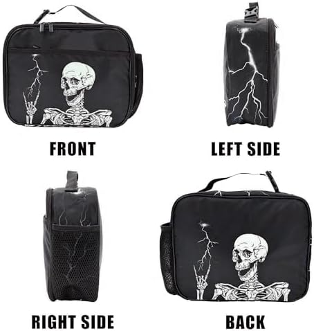 Goth Skull Lunch Bag Insulated Reusable Lunch Box Kids Girls Boys Cooler Thermal Tote Bag For Men Women School Work Picnic