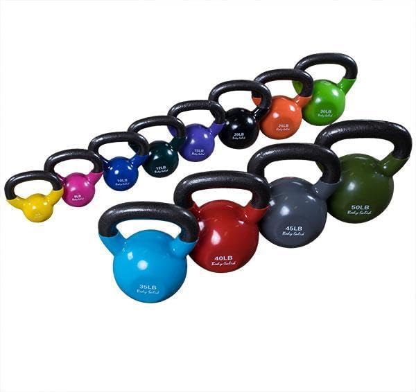 Body-Solid Vinyl Coated Kettlebells with Kettle Grip Handles, Perfect Kettlebells for Weight Training and Core Workout Exercise Equipments