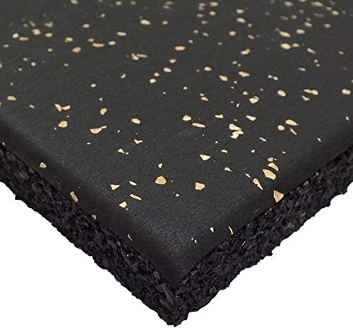 Genaflex Pro Heavy Duty Thick Rubber Gym Floor Tiles High Density Shock Absorbent Laminated Deadlift Mats - 1" Thick X 20" W X 20" L - 2.7 Sq. Ft.