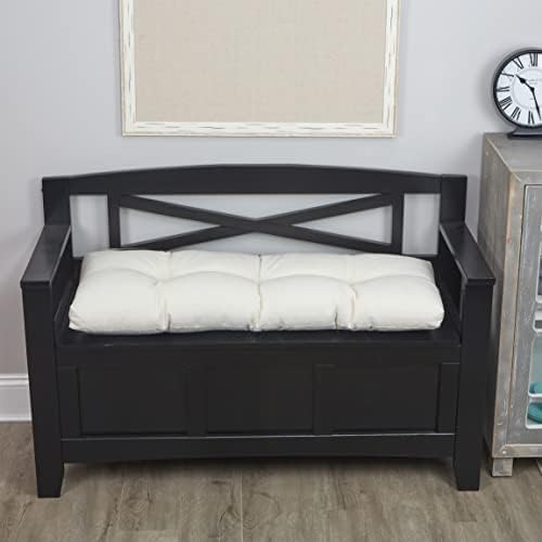 Klear Vu The Gripper Omega Non-Slip Tufted Bench Cushion for Indoor Furniture, Assembled in USA, Entryway Storage, Bay Window, Corner Nook or Piano Seat, 35 Inches, 01 Ivory