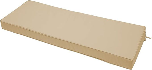 Outdoor Bench Cushion 48 x 18 x 3 Inch, Waterproof Patio Furniture Cushions with Ties, Non-Slip Rectangle Bench Seat Cushion Foam Pad for Garden Sofa Settee Couch Swing, Beige