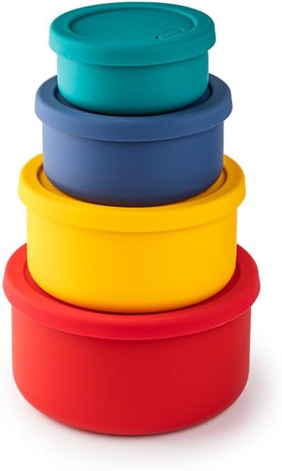 KSENDALO 4-Piece Silicone Food Storage Container Set with Lids (1300mL to 251mL) – Reusable, Leak-Proof for Meal Prep, Lunch, Travel & Camping-Purple