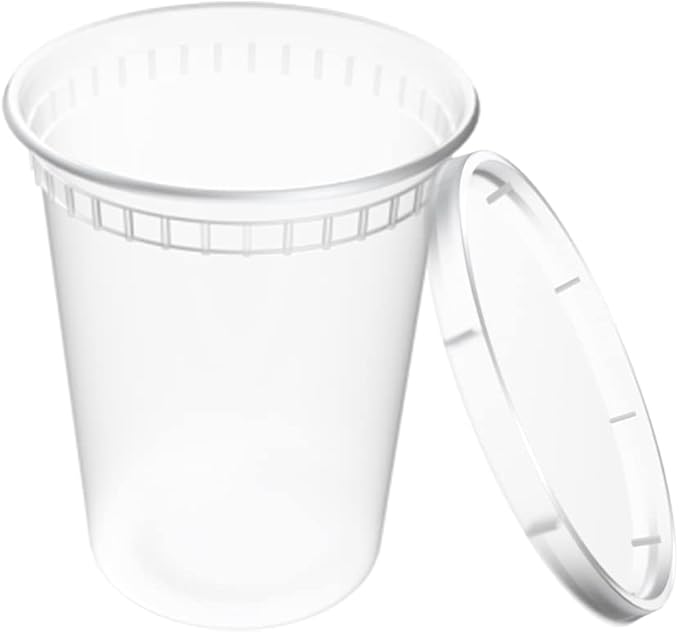 EDI [32 OZ, 20 Sets] Plastic Deli Food Storage Containers with Airtight Lids | Microwave-, Freezer-, Dishwasher-Safe | BPA Free | Heavy-Duty | Meal Prep | Leakproof | Recyclable