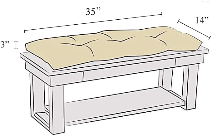 Klear Vu The Gripper Omega Non-Slip Tufted Bench Cushion for Indoor Furniture, Entryway Storage, Bay Window, 27 Inches, Solid Flame