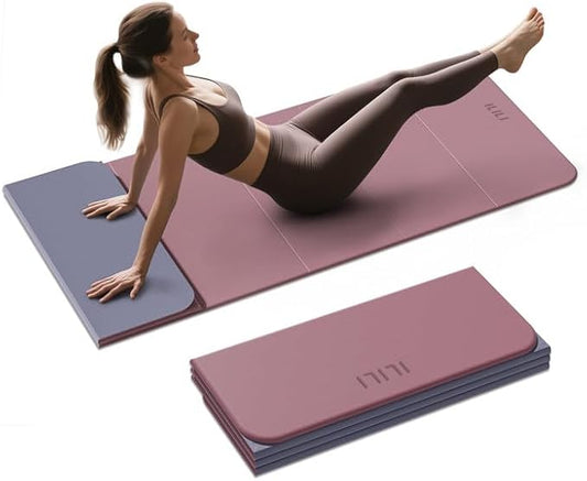 ILILI Foldable Yoga Mat, 10mm Thick, TPE Material, Extra Long 75"L x 26"W, Soft and Comfortable Folding Mat 0.4 Inches, Easy to Carry and Store, 190*66cm Portable Multi-Functional Use for Yoga, Home Exercise & Outdoor