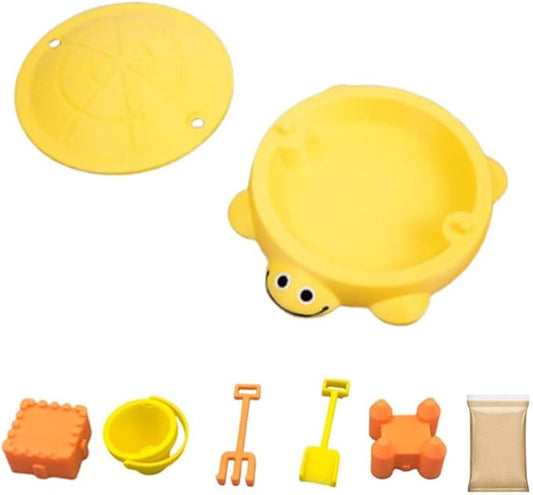 Mini Turtle Sandbox Desk Toy with Soft Sand and Small Tools, Premium Sand Garden for Desk Kit - Mini Zen Garden Kit Gifts Decor Desktop Accessories for Home, Office Stress Relief(Yellow,4.5in)