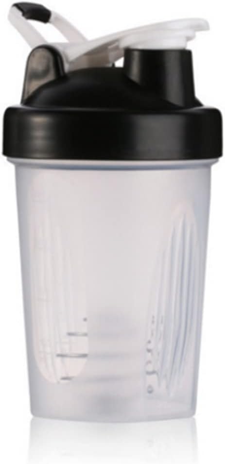 Shaker Bottle for Protein Powder w. Classic Loop Top & BPA free ,Secure Screw-On Lid, Stay Open Flip Cap,BPA Free,400 ML Black Cover Clear Body Clear Body-16 Oz