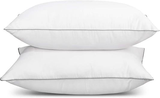 EDOW Soft Pillows for Sleeping (2 Pack),Supportive Down Alternative Polyester Micro-Fiber Filled Pillows, Brushed Cotton Cover, Machine Washable (White, Queen(20x30))