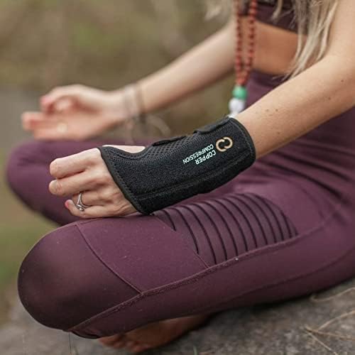 Copper Compression Advanced Wrist Brace - Copper Infused Adjustable Orthopedic Support Splint for Pain, Carpal Tunnel, Arthritis, Tennis Elbow, Tendinitis, RSI, Ganglion Cyst for Men Women Right L/XL
