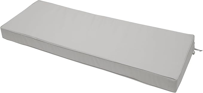 Outdoor Bench Cushion 48 x 18 x 3 Inch, Waterproof Patio Furniture Cushions with Ties, Non-Slip Rectangle Bench Seat Cushion Foam Pad for Garden Sofa Settee Couch Swing, Light Gray