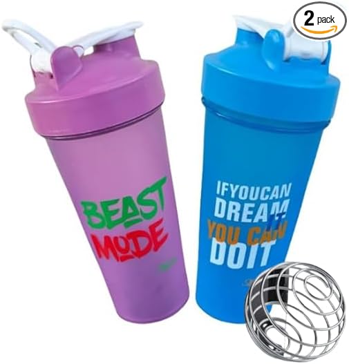Magiko Blender Shaker Bottles for Protein, 28oz Portable Leakproof Pre-Workout Nutrition Water Bottle, BPA-Free Gym Protein Shaker for Sports & Outdoor Motivational Protein Shaker (Blue Pruple)