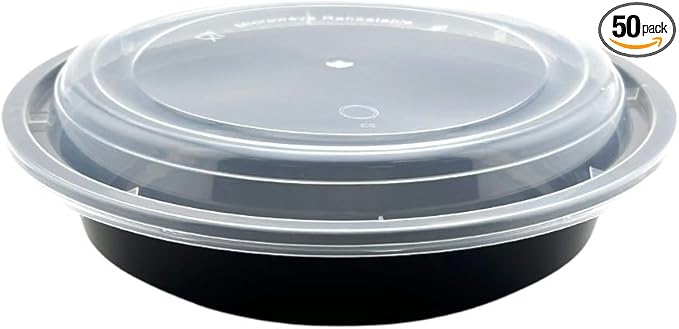 Smygoods Meal Prep Containers 24oz Plastic Take-Out Container with Lids, 1 Compartment, BPA-Free, Microwave Safe, Food Storage Containers with Lids for Lunch, Salad, Bento Box (50 Pack)