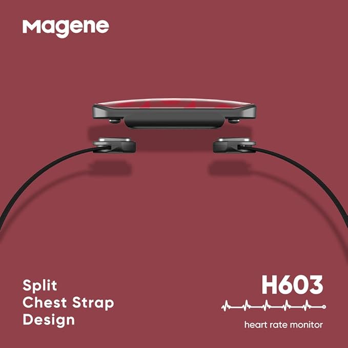Magene H603 Chest Strap Heart Rate Monitor, ANT+ and Bluetooth Compatible with Fully Adjustable Strap, iPhone & Android Compatible