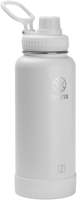 Takeya Actives Water Bottle with Spout Lid - Bottle with Double Stainless Steel Insulation - Dishwasher Safe & BPA-Free - Bottle with Spout Lid & Removable Bumper - 32 oz, Arctic