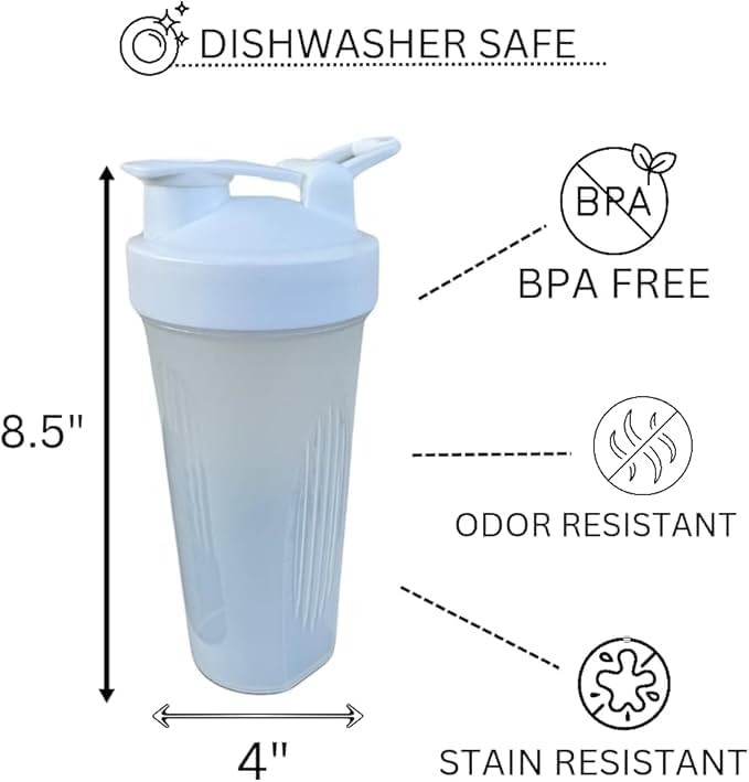 Blender Shaker Bottles for Protein, 28oz Portable Leakproof Pre-Workout Nutrition Water Bottle, BPA-Free Gym Protein Shaker for Sports & Outdoor Motivational Protein Shaker (Pink/Silver)