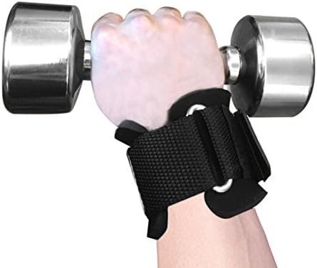 Heavy Duty Lifting Straps Neoprene Padded 1 Pair Wrist Wraps & Rubbery Grip Support Straps with Cotton Coated Rubber on One Side