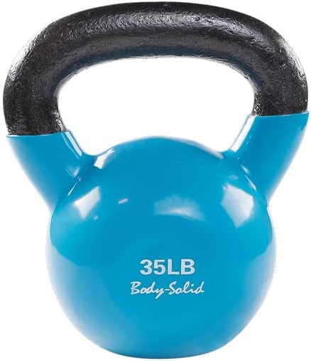 Body-Solid Vinyl Coated Kettlebells with Kettle Grip Handles, Perfect Kettlebells for Weight Training and Core Workout Exercise Equipments