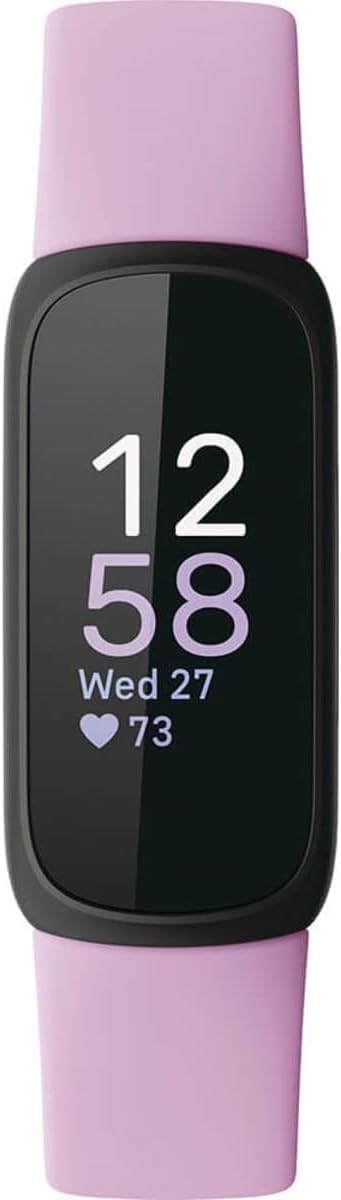 Fitbit Inspire 3 Health &-Fitness-Tracker with Stress Management, Workout Intensity, Sleep Tracking, 24/7 Heart Rate and more, Lilac Bliss/Black, One Size (S & L Bands Included)