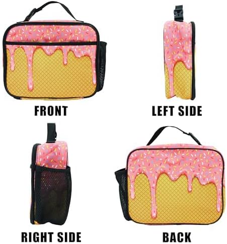 Ice Cream Lunch Bag Insulated Reusable Lunch Box Kids Girls Boys Cooler Thermal Tote Bag For Men Women School Work Picnic