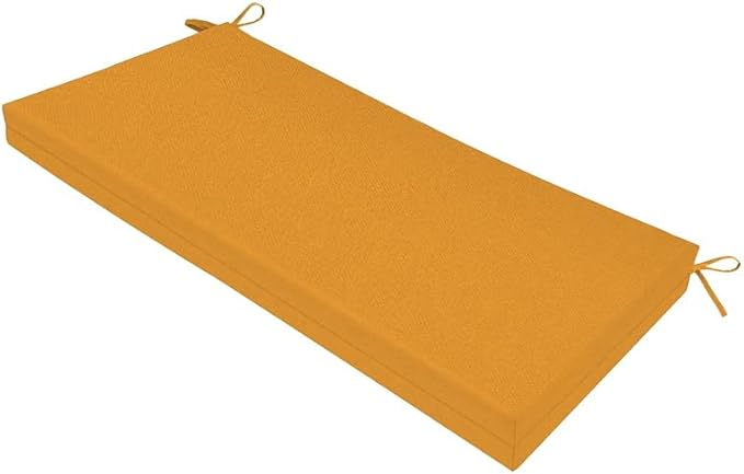 SK Studio Outdoor Bench Cushion 59x18x3 Inch Waterproof Patio Furniture Cushion Fade Resistant Pation Replacement Seat Pad with Tie Straps for Patio Garden Swing Porch Furniture, Yellow