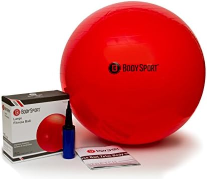 Body Sport Exercise Ball with Pump for Home, Gym, Balance, Stability, Pilates, Core Strength, Stretching, Yoga, Fitness Facilities, Desk Chairs