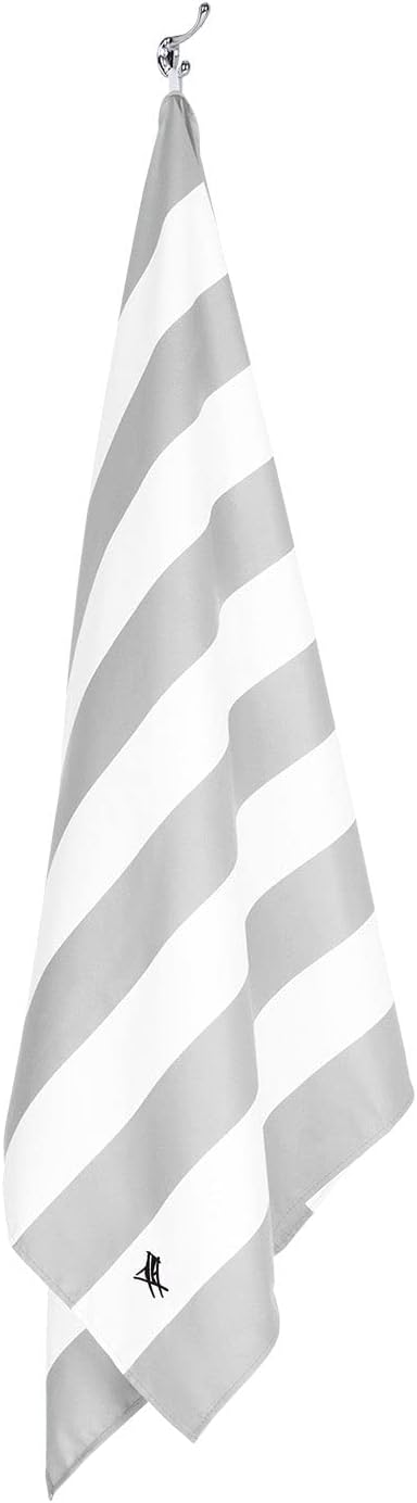 Dock & Bay Beach Towel - Quick Dry, Sand Free - Compact, Lightweight - 100% Recycled - Includes Bag - Cabana Light - Goa Grey - Extra Large (200x90cm, 78x35)