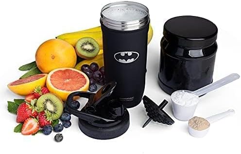 Smartshake DC COMICS Reforce Stainless Steel Protein Shaker Bottle 900 ml | 30 oz - Leakproof Screw-on Lid - BPA Free – Unisex - Non Insulated - Batman Logo