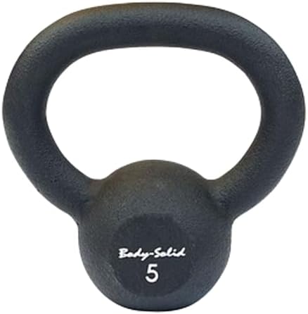 Body-Solid Matte Black Powder Coat Kettlebell with Kettle Grip Handle, Perfect Kettlebells for Weight Training and Core Workout Exercise Equipment
