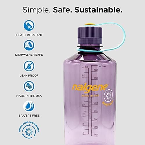 Nalgene Sustain Tritan BPA-Free Water Bottle Made with Material Derived from 50% Plastic Waste (using ISCC certified mass balance), 32 OZ, Narrow Mouth, Surfer (Pack of 6)