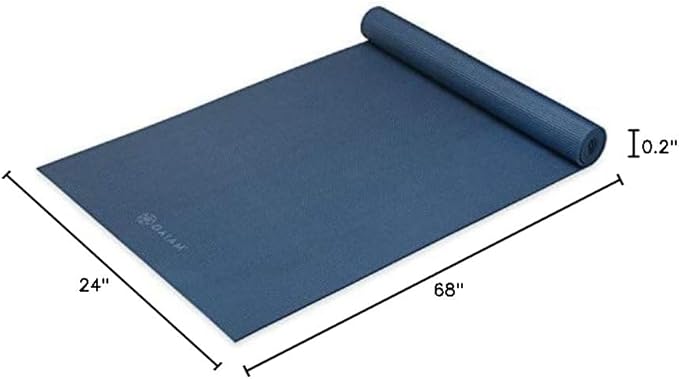 Gaiam Yoga Mat - Premium 5mm Solid Thick Non Slip Exercise & Fitness Mat for All Types of Yoga, Pilates & Floor Workouts (68" x 24" x 5mm)