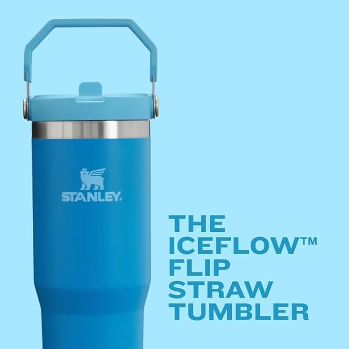 Stanley IceFlow 2.0 Flip Straw Tumbler with Handle 30 oz | Twist On Lid and Flip Up Straw | Leak Resistant Water Bottle | Insulated Stainless Steel | BPA-Free | Goldenrod Coral