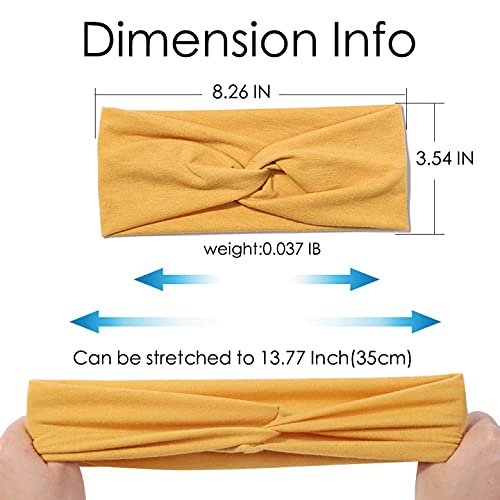 6 Pack Wide Boho Headbands for Women - Soft Yoga Elastic Hair Bands for Girls Workout Running Sport Headwrap Non-slip Breathable (Solid)