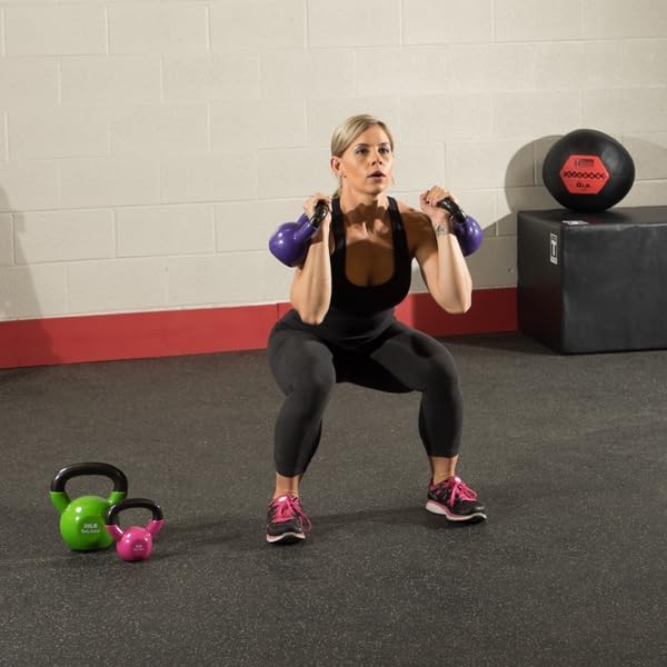 Body-Solid Vinyl Coated Kettlebells with Kettle Grip Handles, Perfect Kettlebells for Weight Training and Core Workout Exercise Equipments