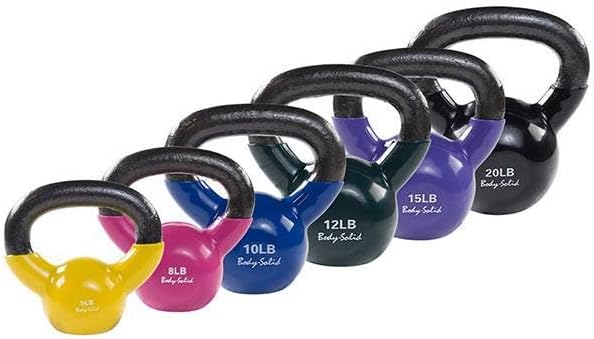 Body-Solid Vinyl Coated Kettlebells with Kettle Grip Handles, Perfect Kettlebells for Weight Training and Core Workout Exercise Equipments