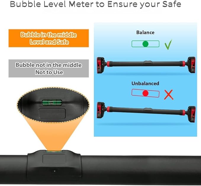 Pull Up Bar for Doorway, 440LBS Heavy-Duty Strength Training Chin Up Bar, Adjustable Width 27.2" - 36.2", No Screws Home Gym Equipment with Level Meter