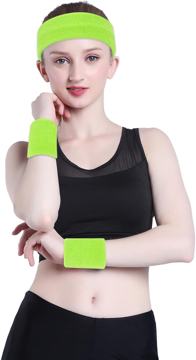 ONUPGO Sweatband Headbands for Men & Women -12PCS Sports Headbands Moisture Wicking Athletic Cotton Terry Cloth Headband for Tennis,Basketball,Football,Gym,Working Out