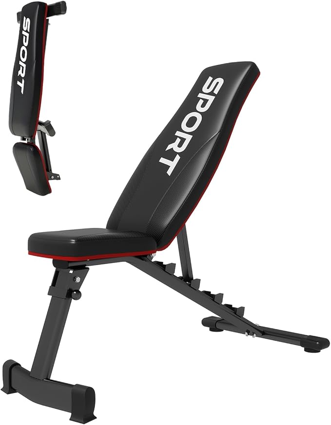 Adjustable Weight Bench for Home Gym, Foldable Workout Bench with 5 Backrests, 660LBS Stable Incline Decline Bench for Full Body Workout, 2 Sec Fast Folding Strength Training Sit Up Bench