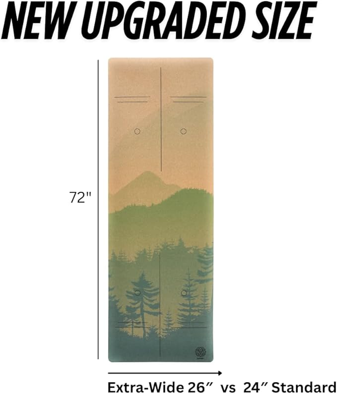 Cork Yoga Mat with Natural Rubber Base, Extra Size, Thickness and Support, Excellent Cushion & Grip, Non-Slip, Non-Toxic, Sweat-Resistant, Sustainable, Eco-friendly Exercise Mat