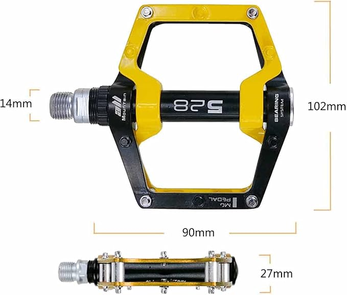 Bicycle Pedals-Aluminium Alloy Bicycle Pedals-Mountain Bike Pedals with Removable Non-Slip Studs 9/16