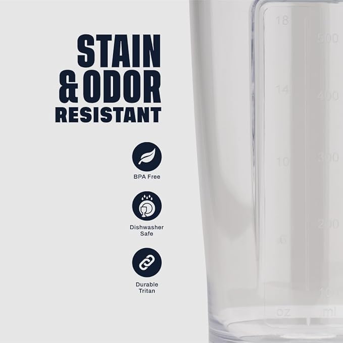 BlenderBottle Shaker Bottle Pro Series Perfect for Protein Shakes and Pre Workout, 24-Ounce, Black/Clear