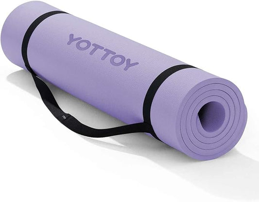 YOTTOY Yoga Mat，Extra Thick Yoga Mat (1/2inch),Professional TPE Exercise Mat,Non-Slip Workout Mat for Yoga, Pilates, Fitness, Barefoot Workouts, Home Gym Studio with Strap
