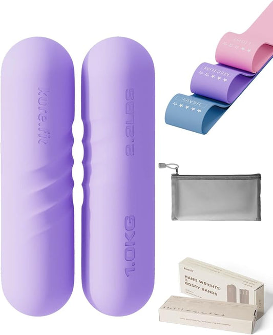 Hand Weight Bars for Women (2.2 LB) | Resistance Booty Bands | Pilates, Yoga, Dance, Aerobics, Running, Cardio, Gym, Strength Training | Non-Slip | Portable Dumbbells | Women & Men