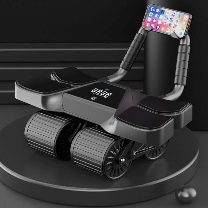 2025 New 4-Wheel Abdominal Roller with Elbow Support : Latest Upgraded High-Performance Exercise Machine With Automatic Rebound, Multi- layered Anti-Slip Design with Calorie Counting LCD Screen