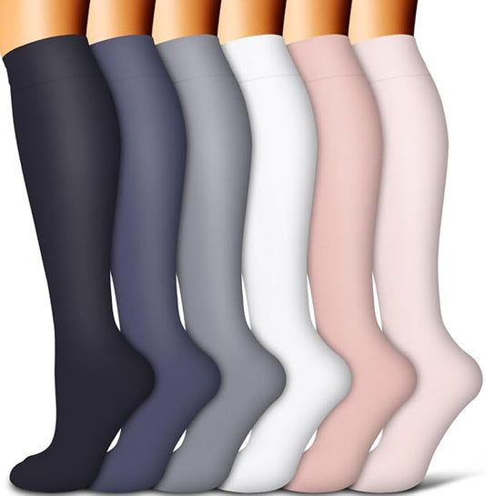 Copper Compression Socks for Women and Men(6 Pairs)-Best Support for Running, Athletic, Nursing, Travel