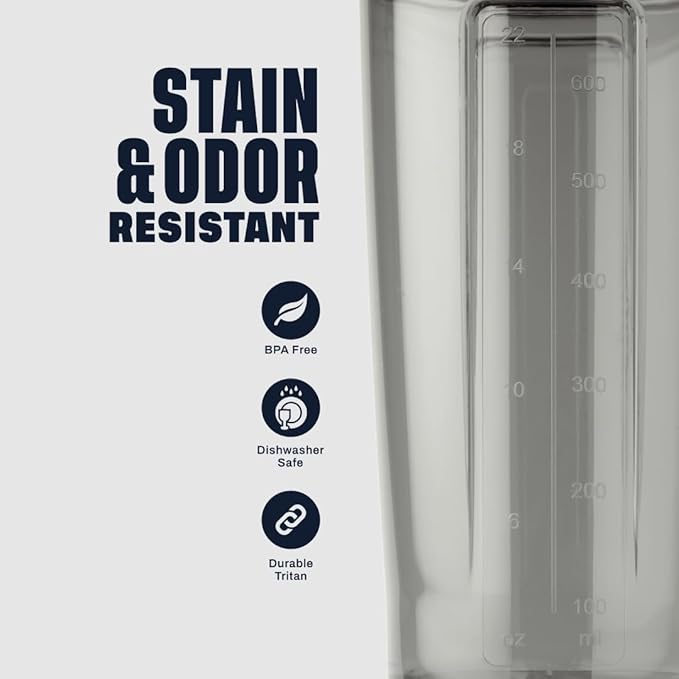 BlenderBottle Shaker Bottle Pro Series Perfect for Protein Shakes and Pre Workout, 28-Ounce, Smoke Grey